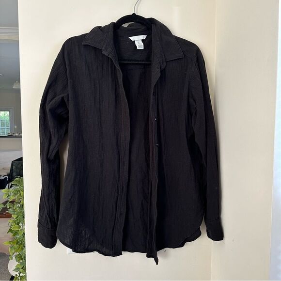 H&M black slouchy button-down - Picture 3 of 16